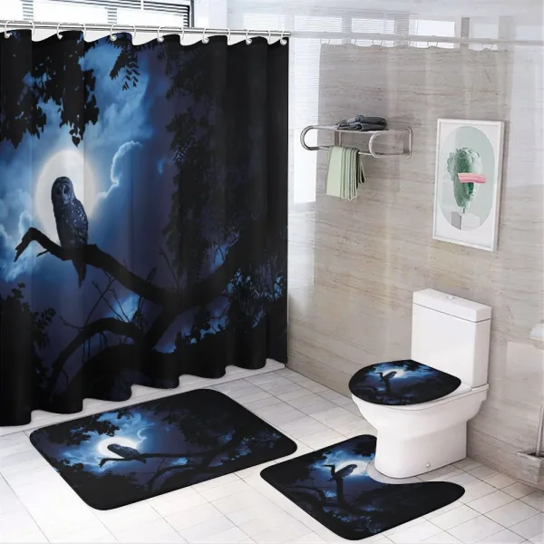 Quite Woodland Full Moon on a shower curtain