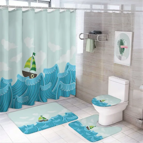 Sailing Boat on the Sea on a shower curtain