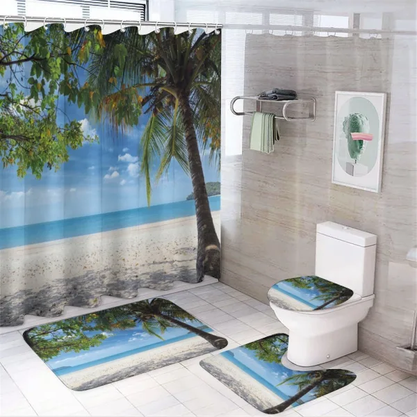 Tropical Beach Ocean on a shower curtain