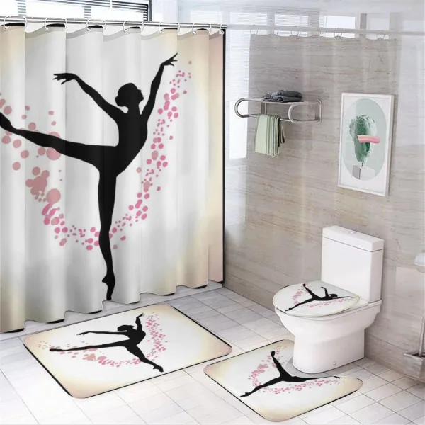 Woman Dancer Color Spots on a shower curtain