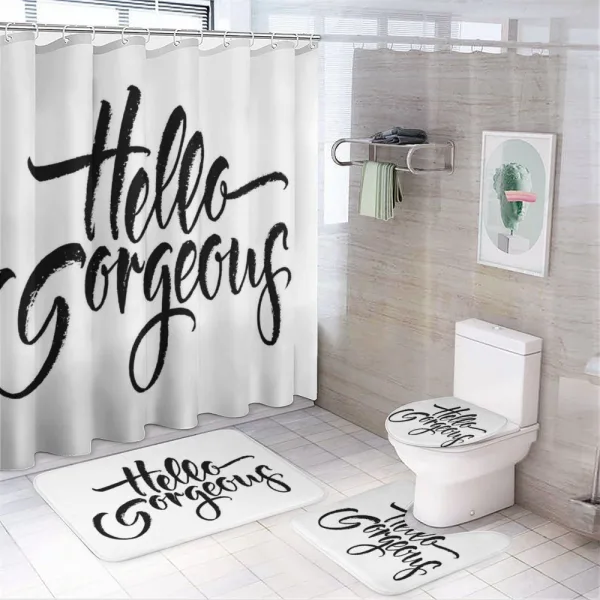 Brush Lettering on a shower curtain