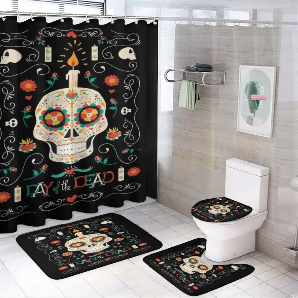 Calavera and Candle on a shower curtain