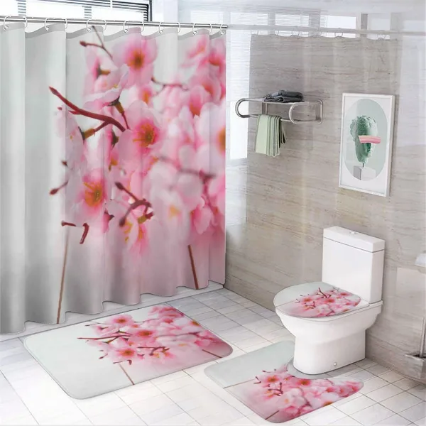 Cherry Blossom Petals on a shower curtain