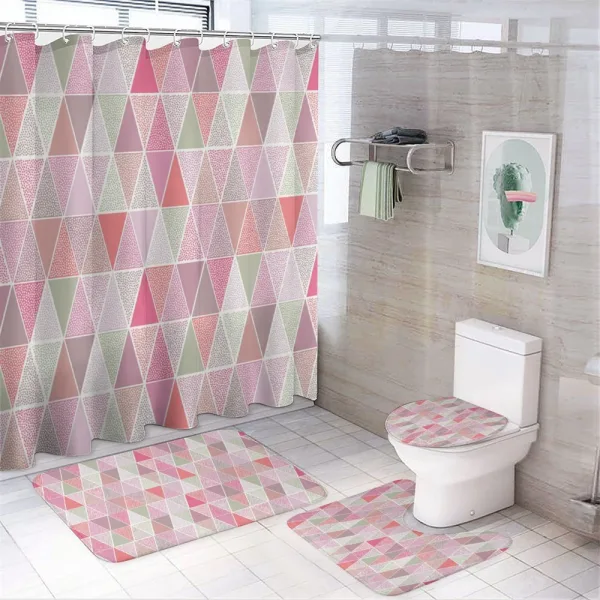 Colorful Triangles Dots on a shower curtain