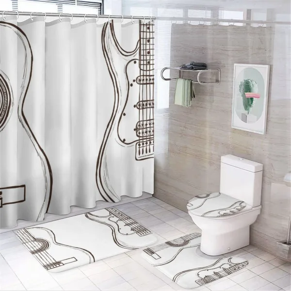Doodle Style Instruments on a shower curtain
