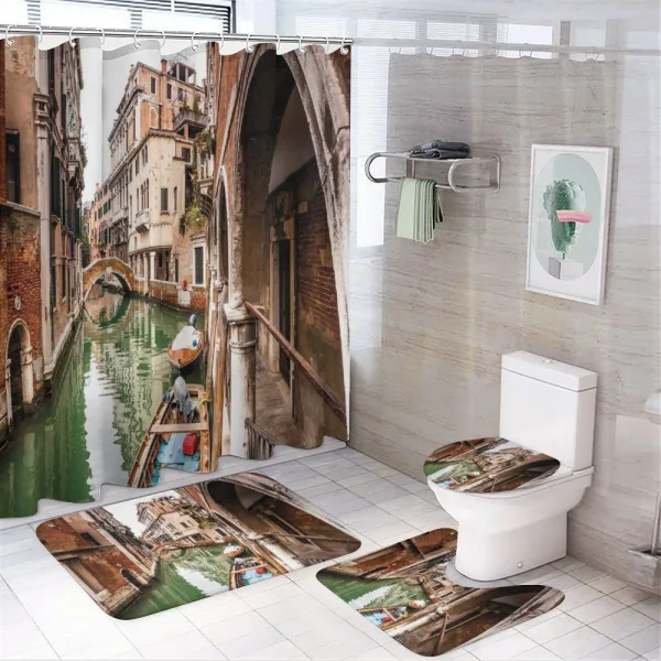 Famous Water Canal Boats on a shower curtain