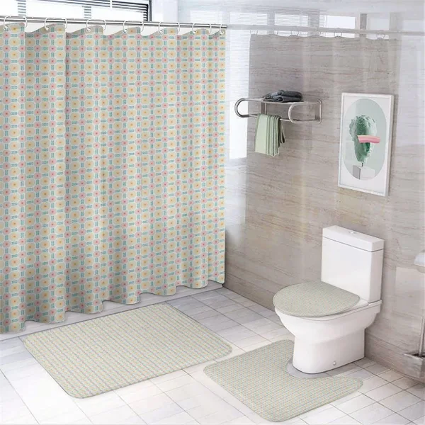 Floral Motif with Leaves on a shower curtain