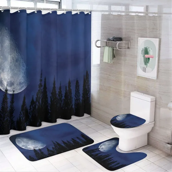 Forest Night Silhouette on a shower curtain