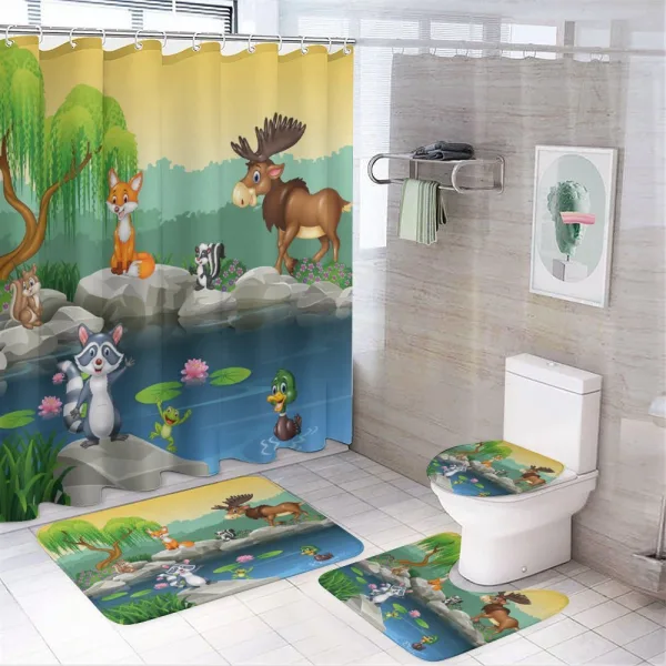 Funny Mascot Animals on a shower curtain