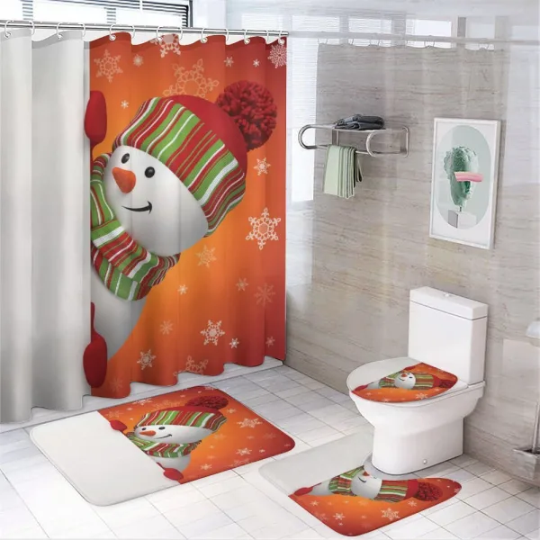 Funny Snowman Santa on a shower curtain