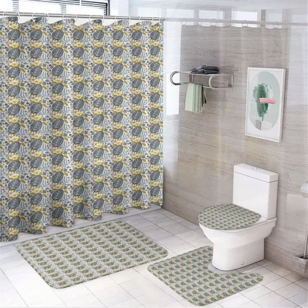 Hand Drawn Ocean Fauna on a shower curtain