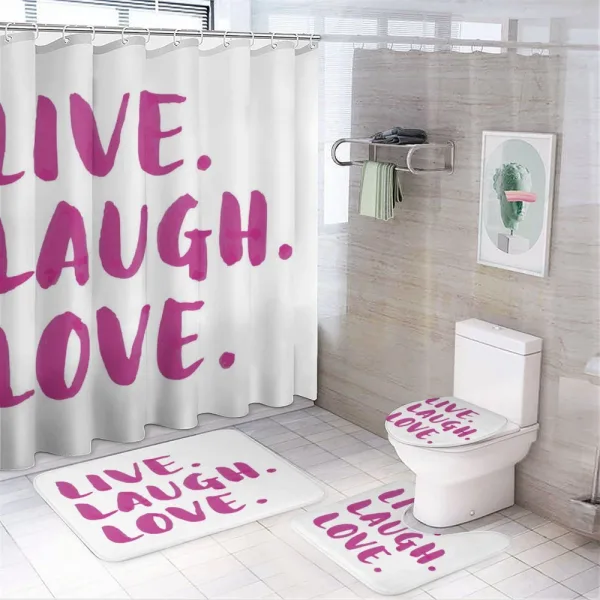 Happy Life Message on a shower curtain