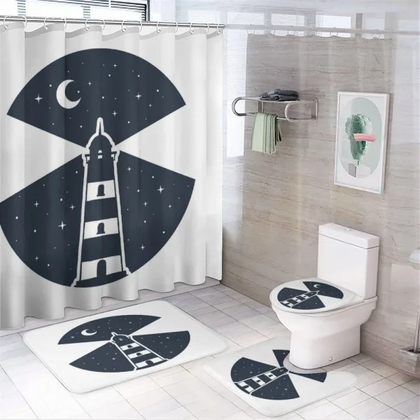 Lighthouse Night on a shower curtain