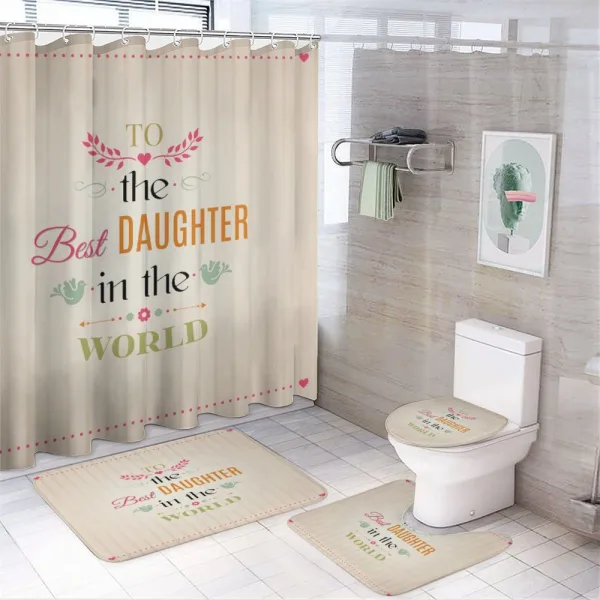 Love Themed Words on a shower curtain