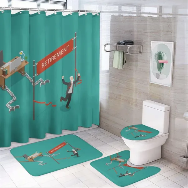 Man Breaks Free Desk on a shower curtain