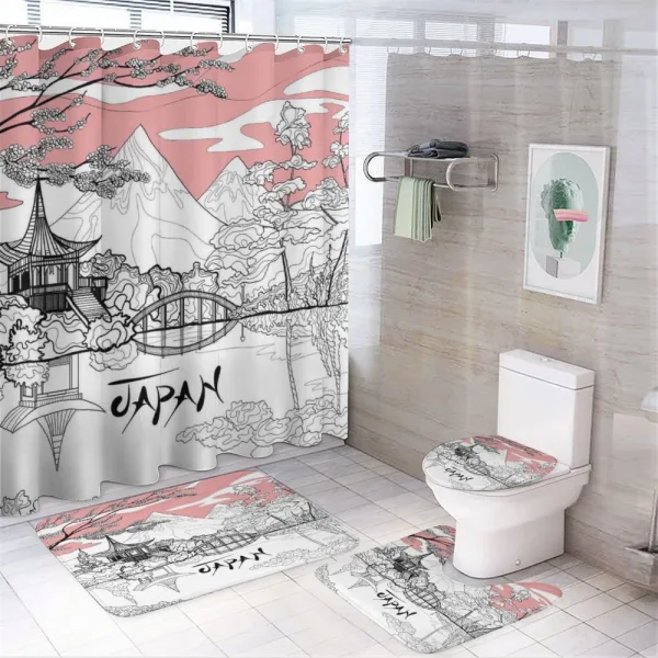 Pagoda Eaves Retro on a shower curtain
