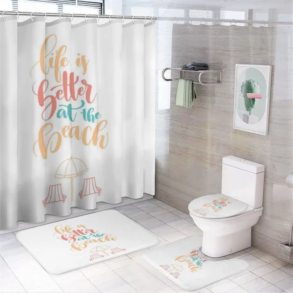 Sunbeds and Umbrella on a shower curtain