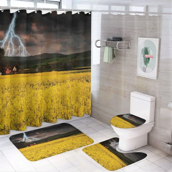 Thunderstorm over Meadow on a shower curtain