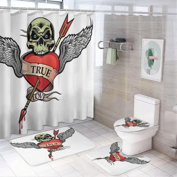 Angel Wings Skull Love on a shower curtain