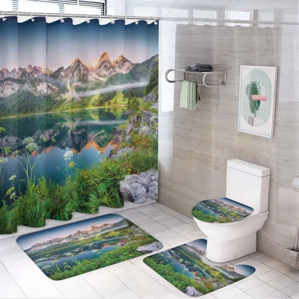 Austrian Alps Mountain on a shower curtain