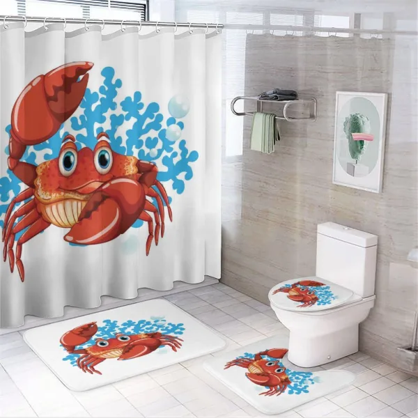 Cartoon Blue Coral Reef on a shower curtain
