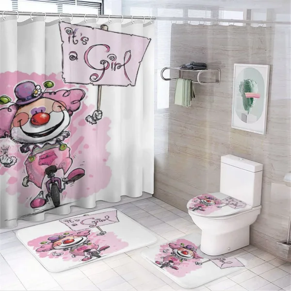 Clown Unicycle Gender on a shower curtain