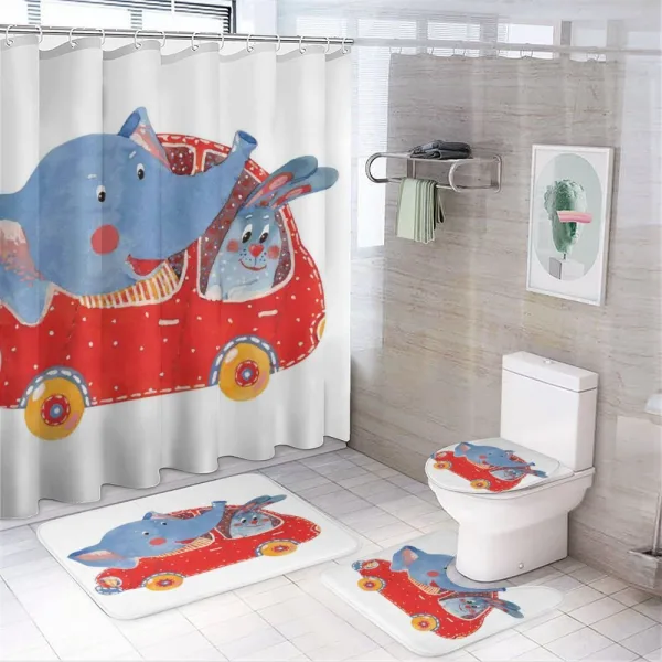 Funny Animal in a Car on a shower curtain