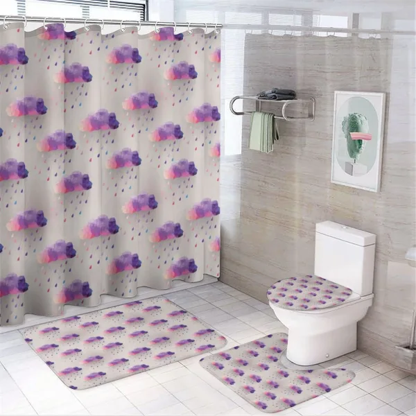 Geometric Mosaic Dots on a shower curtain