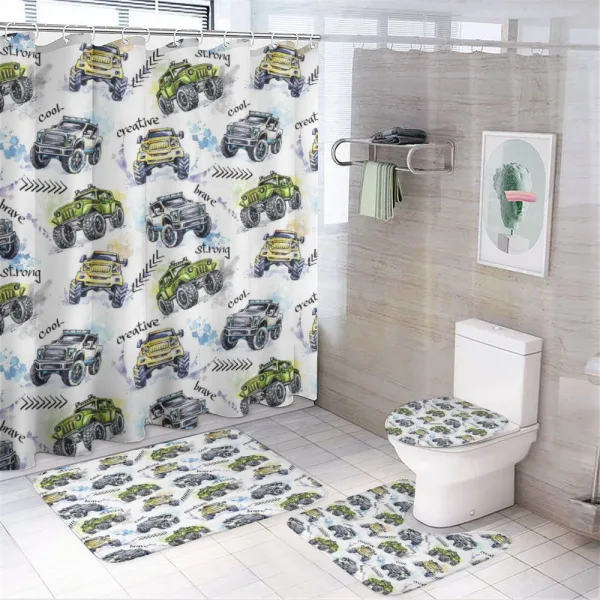 Hand Drawn Monster Truck on a shower curtain
