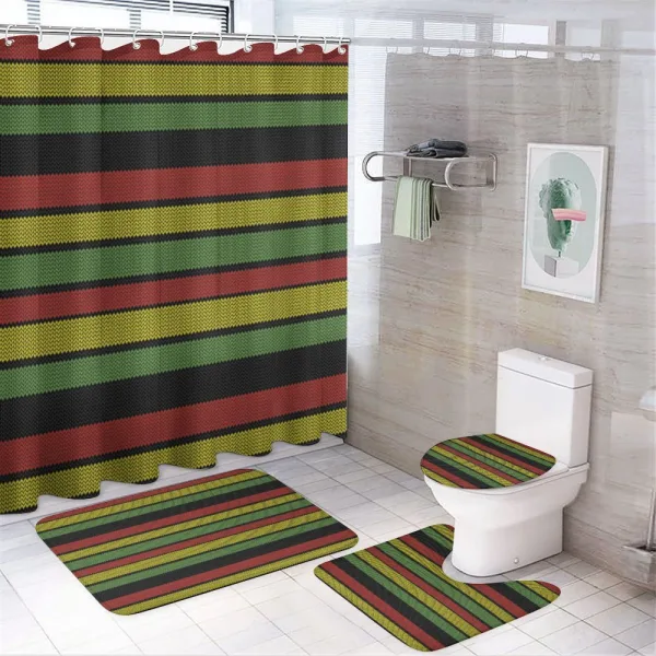 Knitted Rasta Lines on a shower curtain