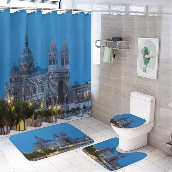 Late Afternoon Building on a shower curtain