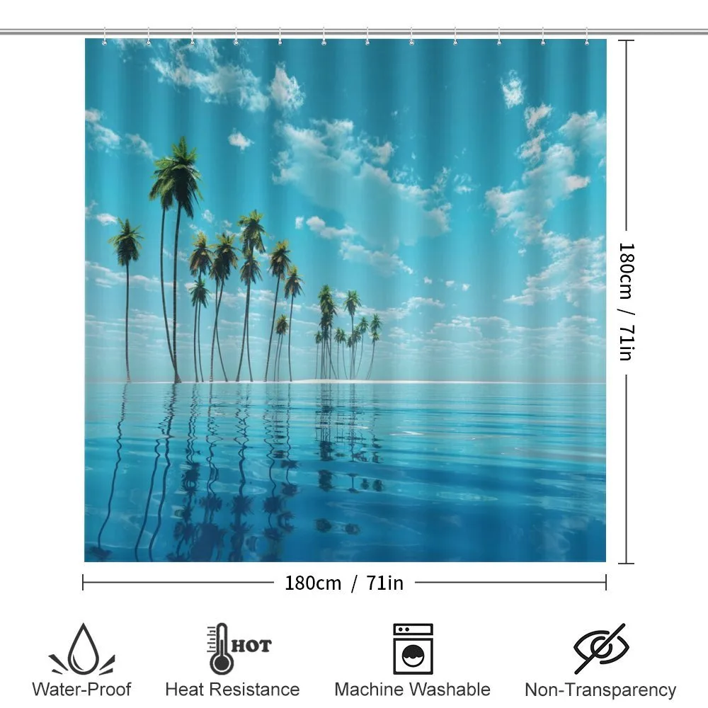 Long Coconut Trees Still Water — Detail 2