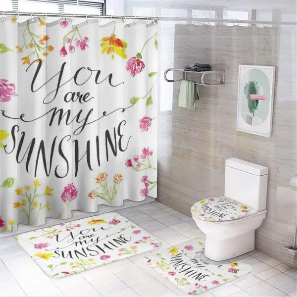 Loving My Sunshine Slogan on a shower curtain