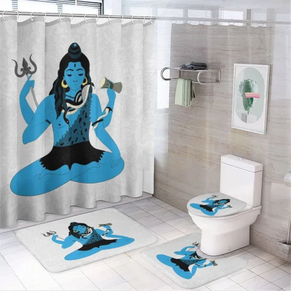 Mystic Figure in Yoga Pose on a shower curtain