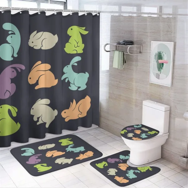 Pastel Rabbit Silhouettes on a shower curtain