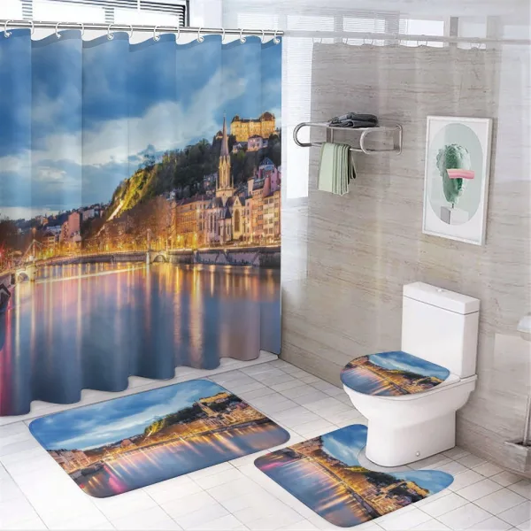 Saone River Lyon City on a shower curtain