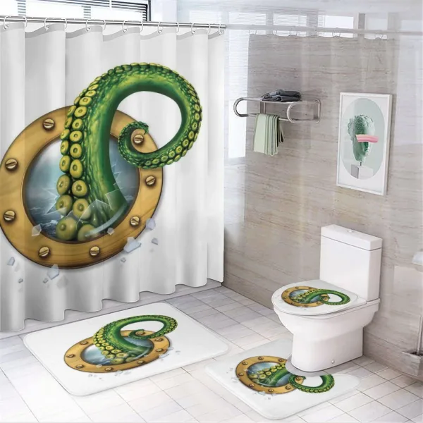 Ship Porthole Tentacles on a shower curtain