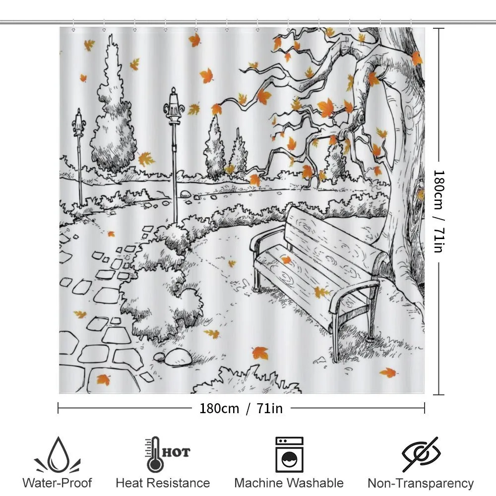 Autumn Park Tree Sketch — Detail 2