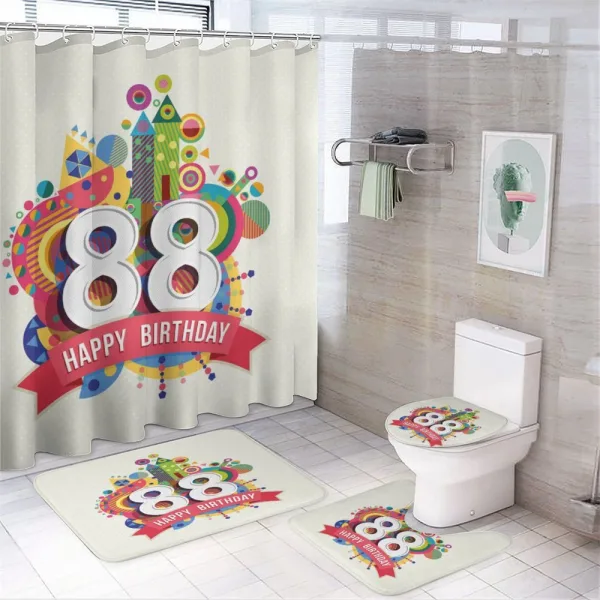 Birthday Graphic on a shower curtain