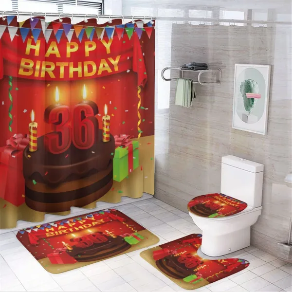 Candles and Presents on a shower curtain
