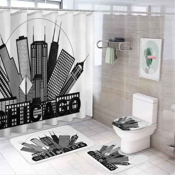 City in Circle on a shower curtain