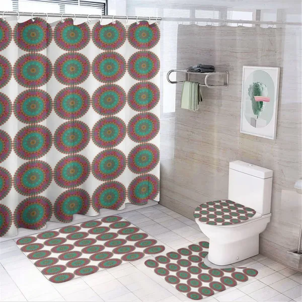 Colorful Curly Motif on a shower curtain