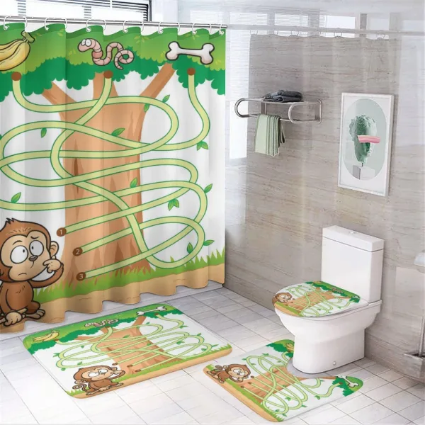 Curious Monkey on a shower curtain
