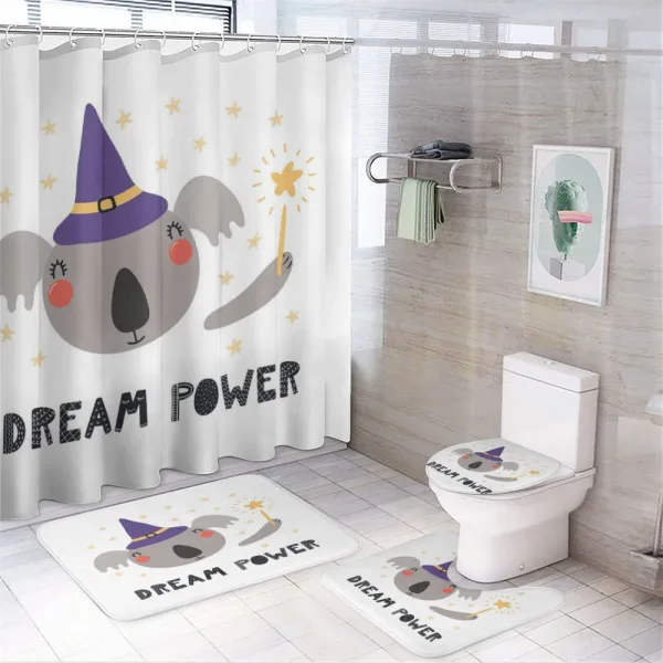 Funny Koala in a Witch Hat on a shower curtain