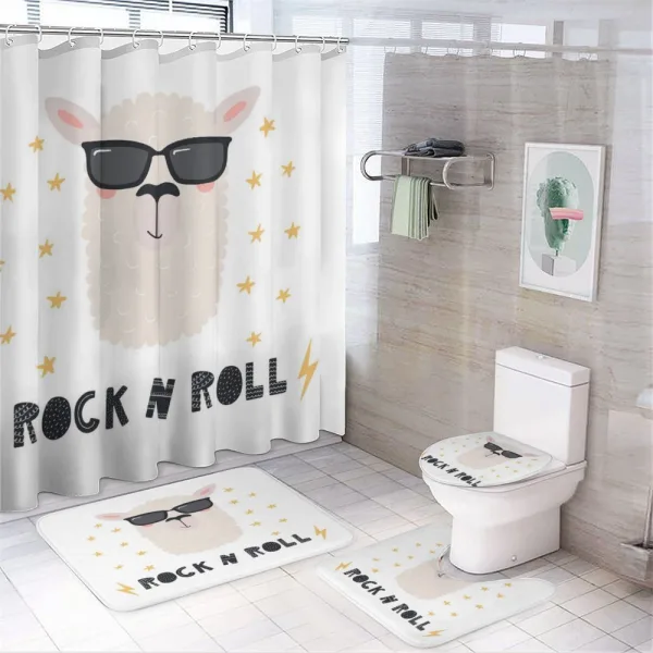 Funny Llama Portrait on a shower curtain