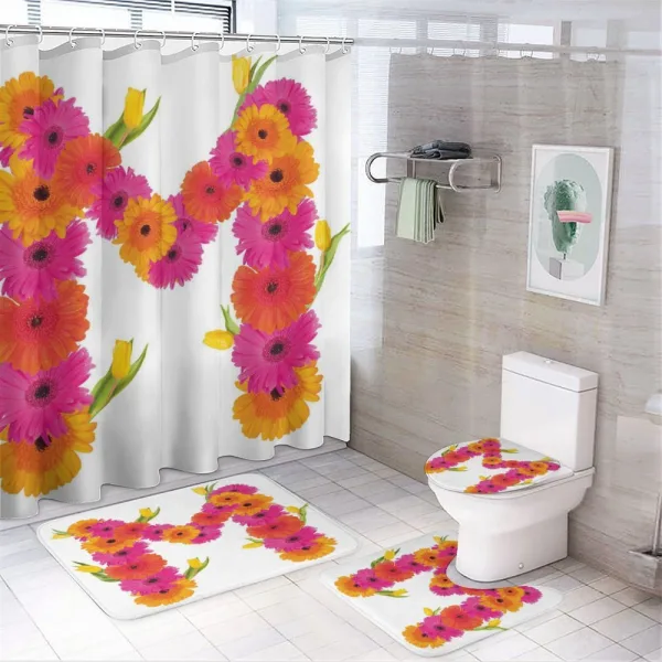 Gerbera Flowers Tulips on a shower curtain