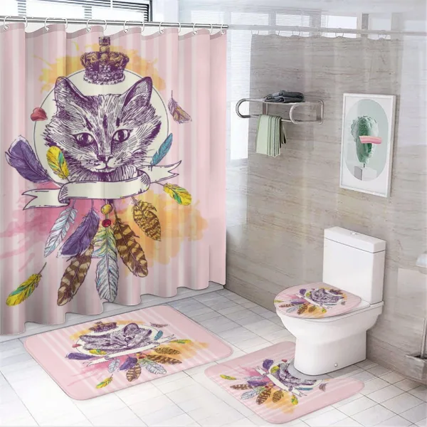 Head of a Cat Crown on a shower curtain