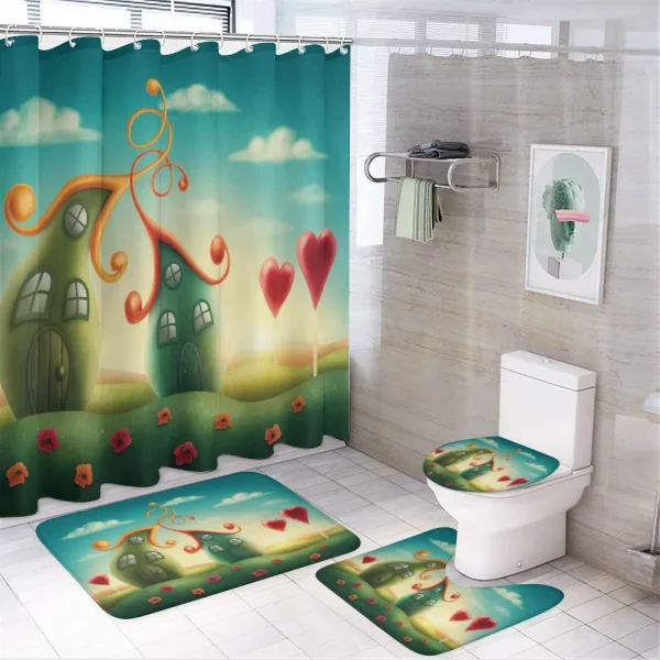 Heart Shaped Trees Red on a shower curtain