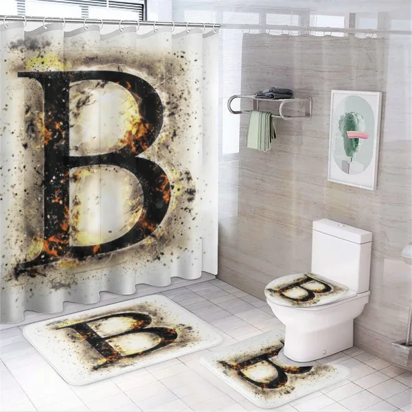 Language in Flames on a shower curtain