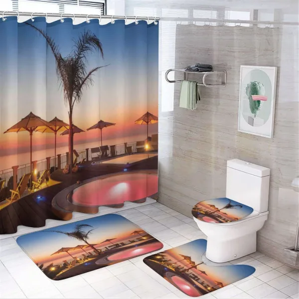 Ocean View at Sunset on a shower curtain